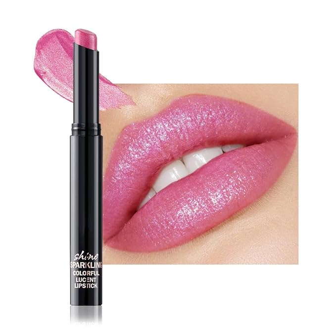 Mauve Pink Metallic Lipstick for Women,Lightweight Comfortable Non-Drying Shimmer Frosted Lipstick,Glitter Lip Gloss Stain Long Lasting Waterproof Smudge Proof 24 Hour Full Coverage Lip Makeup,Vegan