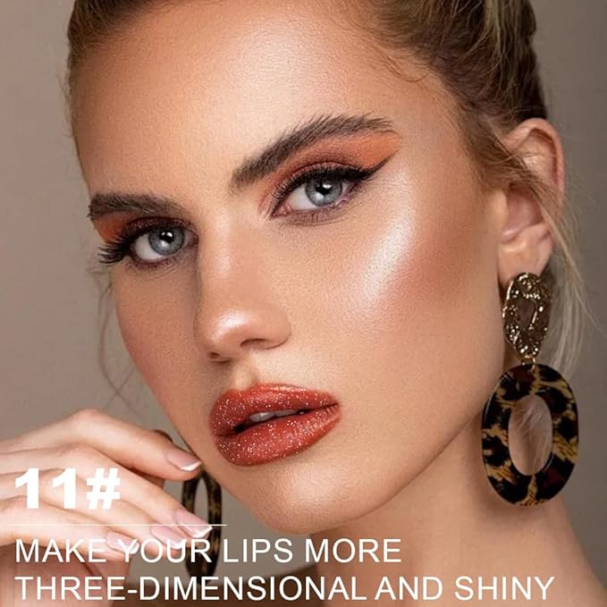 Dark Brown Metallic Lipstick for Women,Lightweight Non-Drying Shimmer Frosted Lipsticks,Glitter Lip Gloss Stain Long Lasting Waterproof No Smudge Proof No Transfer 12 Hour,Cruelty-Free Makeup