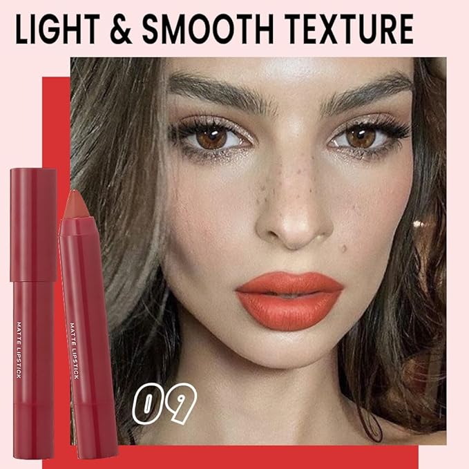 BINGBRUSH Crayon Matte Longwear Lipstick Pack Set,Moisture Smooth Color Stick Ultimate Lip Crayon for Makeup Collection - Waterproof Velvet Lipgloss (09#, 1 Count (Pack of 1))