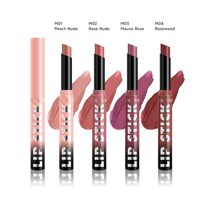 COOL STORY Matte Lipstick Lightweight Blurring Formula with High Impact Pigment, Long-lasting, 0.07 oz (4 color SET-A)
