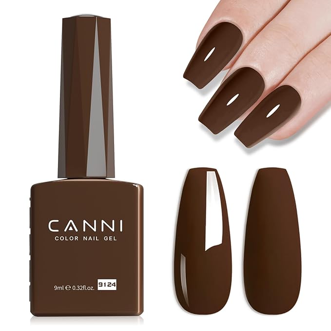 CANNI Dark Brown Gel Polish, 1Pcs Irish Coffee Brown Nail Polish Gel High Gloss Soak Off UV French Manicure Salon DIY