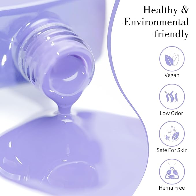CANNI Purple Gel Polish, 1Pcs Cold Purple Nail Polish Gel High Gloss Soak Off UV Nail French Nail Manicure Salon DIY