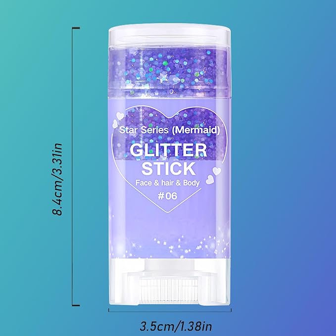 Purple Hair Glitter Stick,Rave Body Face Glitter Makeup,Mermaid Costume Waterproof Singer Concert Outfits for Women,Mardi Gras Accessories Chunky Glitter Sequins Body Paint