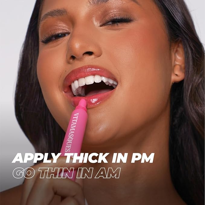 Vitamasques Lip Butter Balm Strawberry, Korean Lip Balm - Peptide Lip Treatment - Lip Balm Hydrating - Light Tinted Lip balm - Made in Korea - 0.33 fl.oz