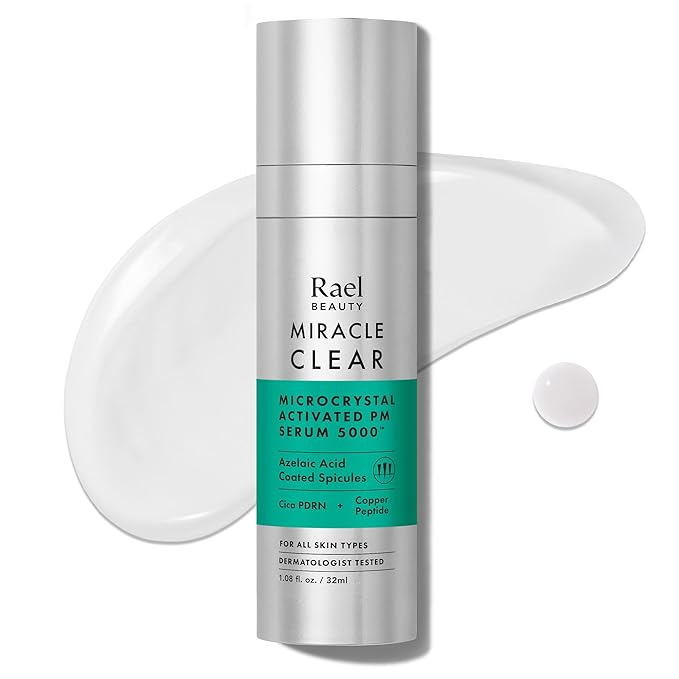 Rael Miracle Clear PM Serum 5000 - Microcrystal Serum for Face with Azelaic Acid and Cica PDRN, Pore Minimizer, Uneven Skin Tone, Korean Skin Care (1.08 fl oz)