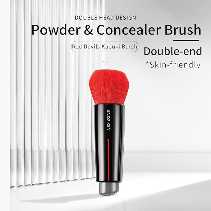 Kabuki Powder Foundation Brush, Powder Contour and Bronzer Brush, Portable Travel Kabuki Foundation Brushes, Foundation Brush for Liquid Blush, Angled Concealer Brush, Cream Blending Brush