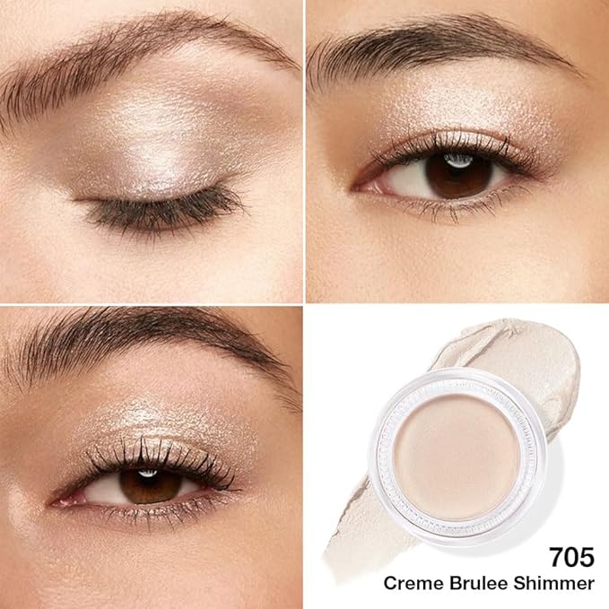 Cream Glitter Brulee Shimmer Metallic Eyeshadow Palette Makeup, Natural Single Mini Instant Holographic Eyeshadow For Women, Sombras Crema Para Ojos, Talc, Paraben & Cruelty Free, 705