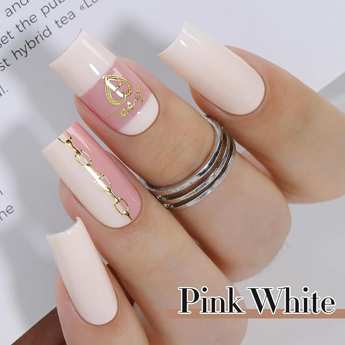 Double Rhythm 15ML Gel Polish Pure Sheer Same Color Same Bottle Soak Off Gel Polish Art Manicure Salon DIY at Home for Women (Pink White-A1479)