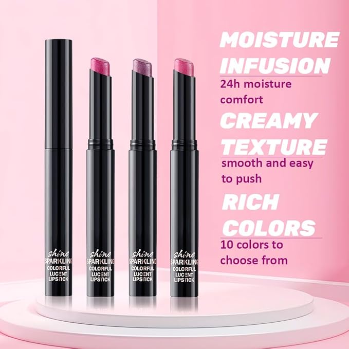 3Pcs Lavender Purple Mauve Pink Metallic Lipstick for Women,Lightweight Non-Drying Shimmer Frosted Lipstick,Glitter Lip Gloss Long Lasting Waterproof Smudge Proof 24 Hour Full Coverage Lip Makeup