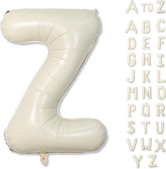 40 Inch Cream Letter Balloon 'Z' - 2 Pack, Self Inflating, Perfect for Birthday Parties, Unisex Adults