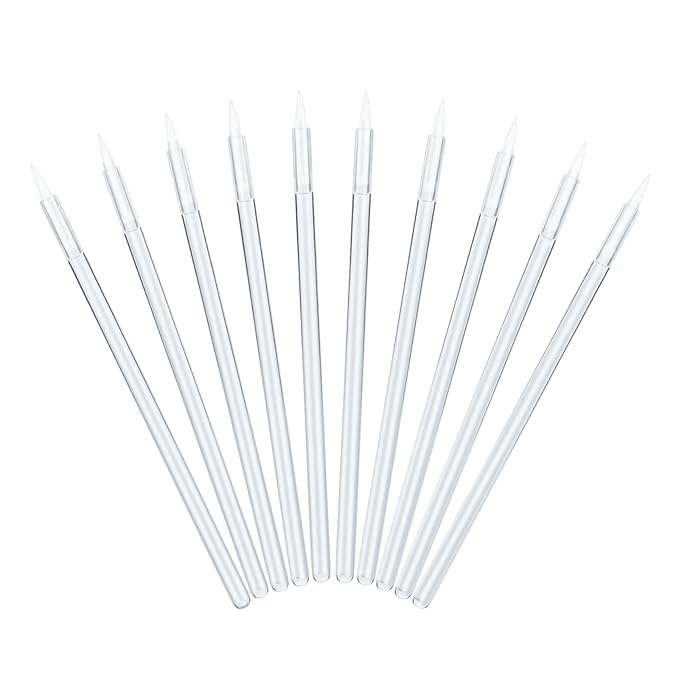 G2PLUS 100PCS Disposable Liner Brushes, Eyebrow and Liner Brush Applicator, Cosmetic Eye Wands for Lip Liners, Eye Makeup, Eyelashes and Detail Painting (Crystal Transparent)