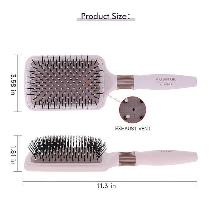 Argan Oil Infused Hair Brush, Large Paddle, Gentle Detangling, Scalp Massage, Blowdry, for Long Hair and All Hair Types, Non Slip, Lightweight, 35.274 Ounces