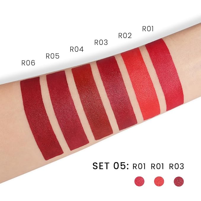 evpct 3Pcs Dark Deep Light Bright Ruby Red Matte Lipstick Set for Women Red Matte Silky Velvet Listick Waterproof Long Lasting Smudge Proof 24 hour Lip Stain Makeup matte lipstick 24 hours original 5