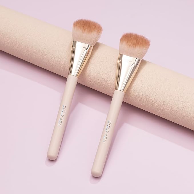 Angled Blush Brush, Blush Makeup Brush, Detail Blush Brush, Fluffy Blush Brushes for Cheeks, Contour Makeup Brushes, Power Contour Brush - Gold and Pink, 11L04B