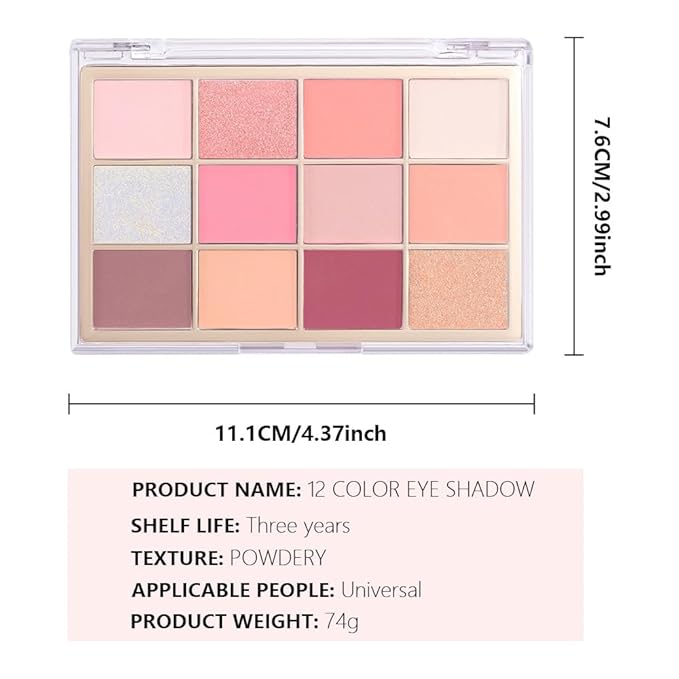 Nude Pink Eyeshadow Palette,Natural Neutral Warm Colors Cream Light Colors Eyeshadow Palette,Eye Shadow Palette Long Lasting Naturing-Looking Make Up Pallets for Women,Vegan