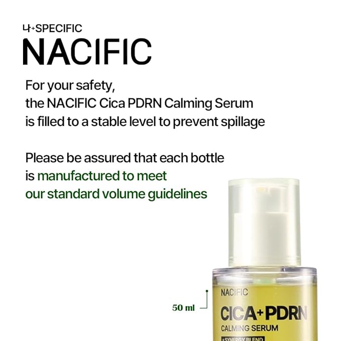 NACIFIC Cica PDRN Calming Serum 1.69 fl oz 50ml – Centella Asiatica, Soothing & Hydrating Barrier Repair Serum with PDRN for Redness Relief and Sensitive Skin, Korean Skincare