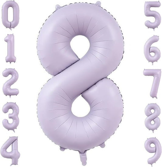 Pastel Purple 8 Number Balloons,40 Inch Light Purple 8 Balloons Large Helium Foil Mylar Purple Number 8 Balloon for Birthday Party Anniversary Decorations