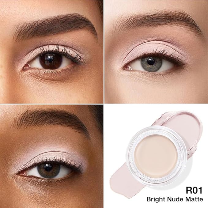 evpct Matte Bright Nude Single Cream Eye Shadow Palette Pot Makeup for Older Women, Highly Pigmented Monochrome Cream to Powder Eyeshadow Palette Matte Liquid eyeshadow, Natural Waterproof Blendable