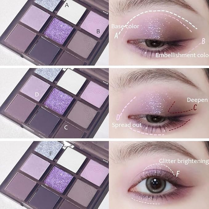 Eye Shadow Palettes Makeup,Dark Purple Plum Lavender Mauve Black Smoky Eyeshadow Palette for Older Women Highly Pigmented Natural Powde Eye Shadow Waterproof Long Lasting Naturing-Looking