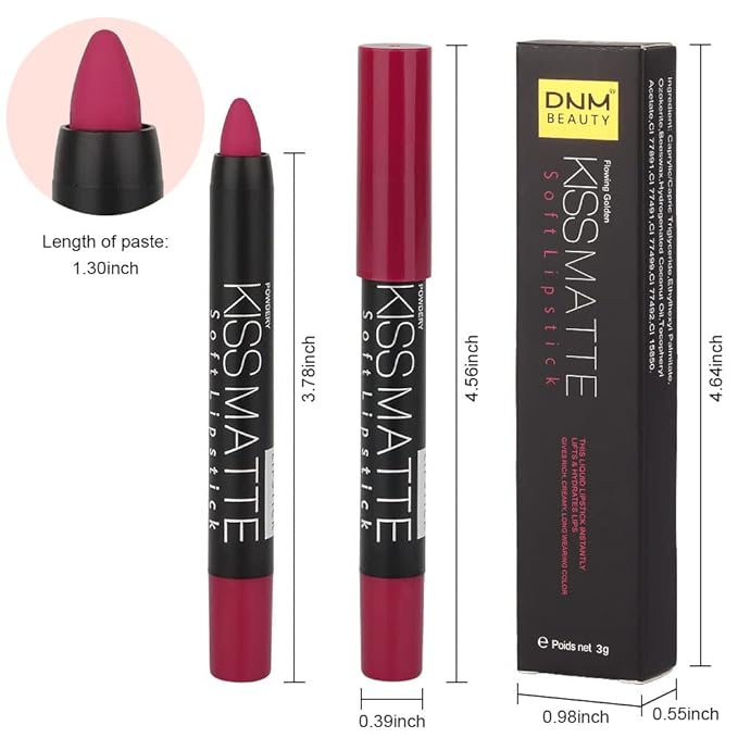BINGBRUSH 3 Colors Moisture Smooth Longwear Lipstick Pack Set, Matte Color Stick Ultimate Lip Crayon for Makeup Collection - Nourishing Waterproof Velvet (02# 12# 14#)