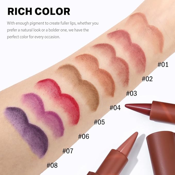 2in1 Gradient Lip Liner & Lipstick Combo,Matte Longwear Waterproof Lip Pencil with Cone Tip,Smudge Proof Crayon for Flawless Ombre Contour,Women's Long Lasting Makeup Set(07Lilac Dream+08Violet Noir)