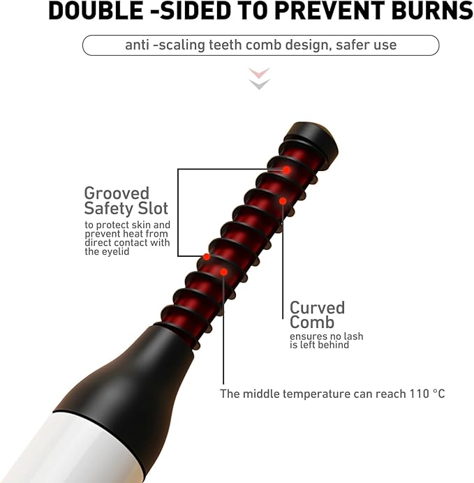 Heated Eyelash Curlers-Electric Eyelash Curler for Makeup Tools USB Rechargeable,Fast Heat up Within 10s - 24 Hours Long Lasting (White)