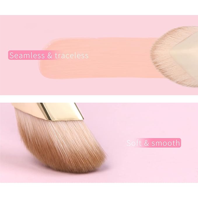 Angled Concealer Brush Under Eye, Concealer Brush, Nose Contour Brush, Small Concealer Brushes, Under Eye Makeup Brushes, Under Eye Brush, Concealer Makeup Brushes. Pink and Gold 11M
