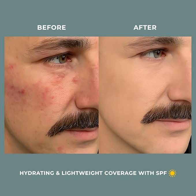 Invisible Foundation for Men – Medium-Coverage, Lightweight & Hydrating | Natural Look Makeup | Oil Control & Sweat-Resistant | 4 Shades | Fresh Canvas