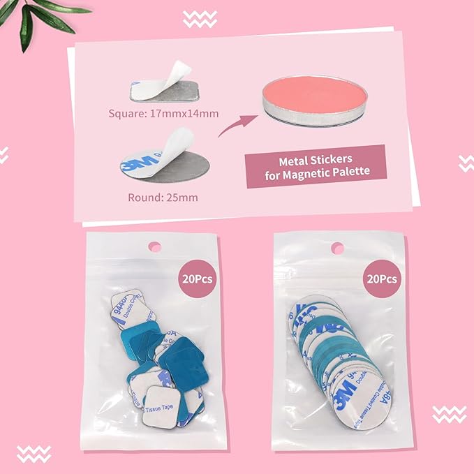 Large Empty Magnetic Eyeshadow Palette with Clear Top, Travel Makeup Organizer with 40Pcs Adhesive Metal Stickers For DIY Your Own Powder Palette (Large Palette - 7.87”x5.51”)