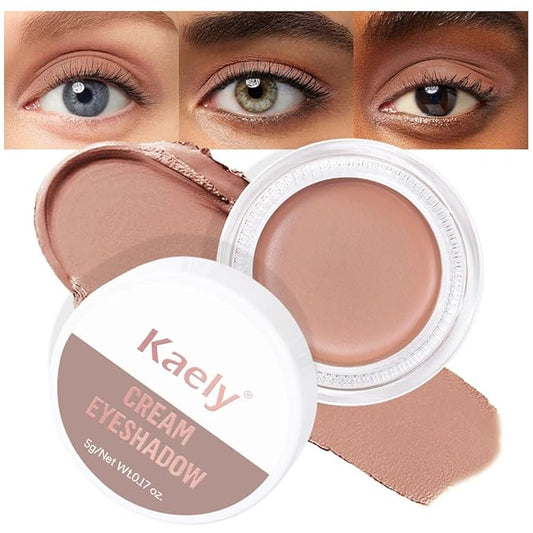 evpct Matte Nude Brown Single Cream Eye Shadow Palette Pot Makeup for Older Women, Highly Pigmented Monochrome Cream to Powder Eyeshadow Palette Matte Liquid eyeshadow, Natural Waterproof Blendable