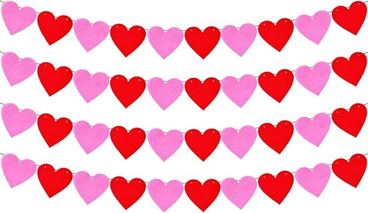 Red Pink Heart Banner Garland