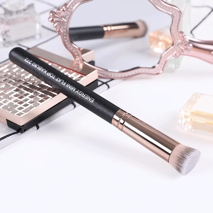 ENERGY Small Foundation Brush for Concealer Makeup Flat Top Concealer Brush Under Eye for Liquid Cream Powder Blending,Buffing Vegan Synthetic Bristles Face Makeup Applicator