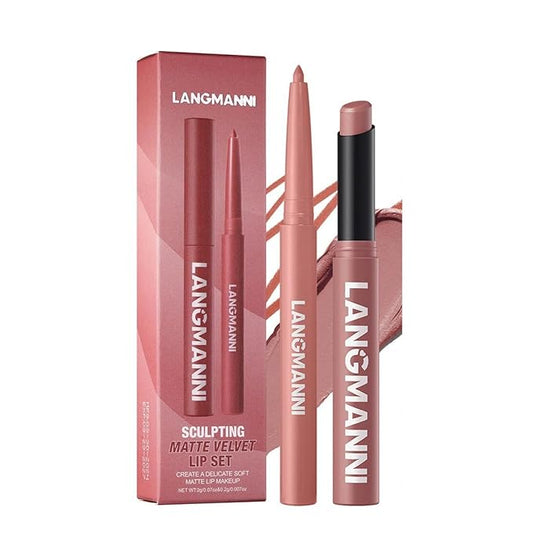 Lip Liner + Lipstick Set (12 Shades Available) -Matte Lipstick for Women, Silk Finish Hydration Lip Kit, Waterproof Smooth Creamy Texture, Bold to Nude Shades for Daily & Party Wear, Makeup Gift(04)