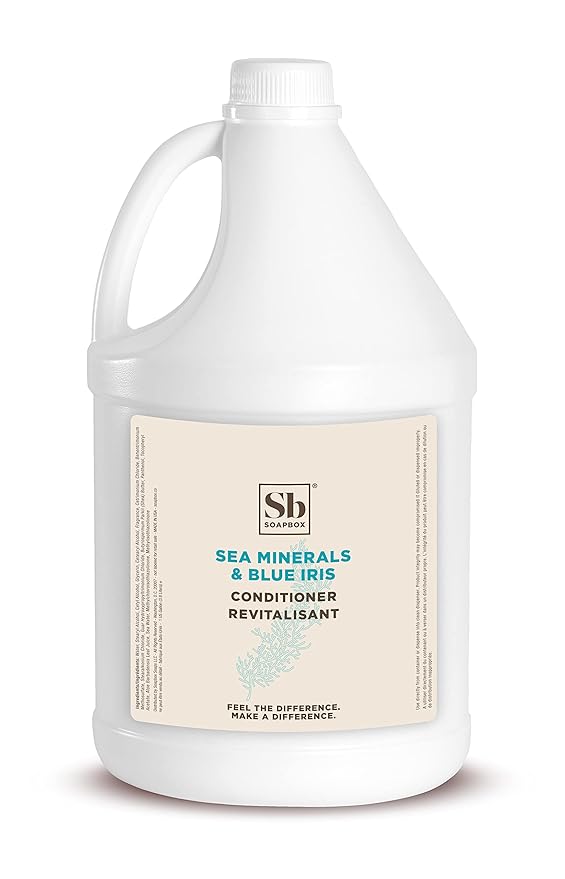 Soapbox Hair Conditioner, Sea Minerals & Blue Iris, Hydrating, Vegan, Color Safe, Sulfate Free & Silicone Free Conditioner Refill for Home & Professional Use - Gallon Size