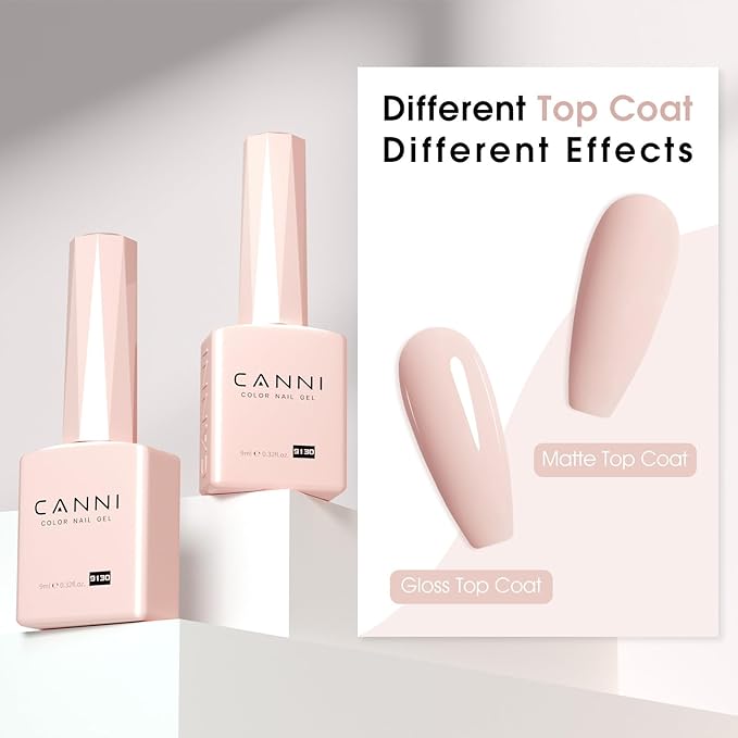 CANNI Pink Gel Nail Polish – Light Nude Oyster Pink, High Gloss Soak-Off UV/LED Gel for French Manicure, DIY Home & Salon Use, 0.32 fl oz