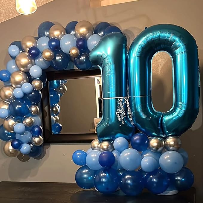 40'' Blue Number 1 Balloons, Giant Self Inflating Foil Number Balloons Set 0-9, Large Digital 1 Helium Balloon for Men Boys 1st Birthday Baby Shower Party Decorations Anniversary Photo Shoot Supplies