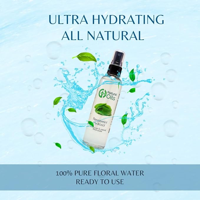 Peppermint Hydrosol (Floral Waters) - 4 fl oz Plastic Bottle w/Black Spray Cap - 100% natural - GreenHealth
