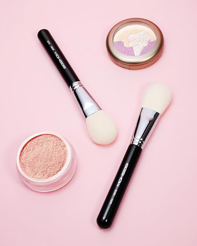 Blush Brush Setting Powder Liquid Blush Bronzer Brush for Ceram Loose Powder and Liquid Blush for Makeup Cheeks Synthetic Bristles Black (F633)