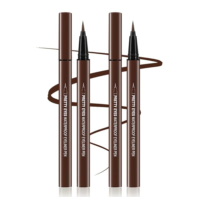 Boobeen 2pcs Liquid Eyeliner Pen, Matte Eye Liner with Precision Tip, Long Lasting Eyeliner Pencil for Bold Eye Makeup, Glides on Smoothly