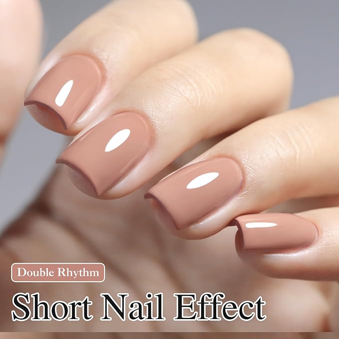 Double Rhythm 15ML Skin Nude Gel Polish Pure Sheer Same Color Same Bottle Soak Off Gel Polish Nail Art Manicure Salon DIY at Home for Women (Nude-A1363)