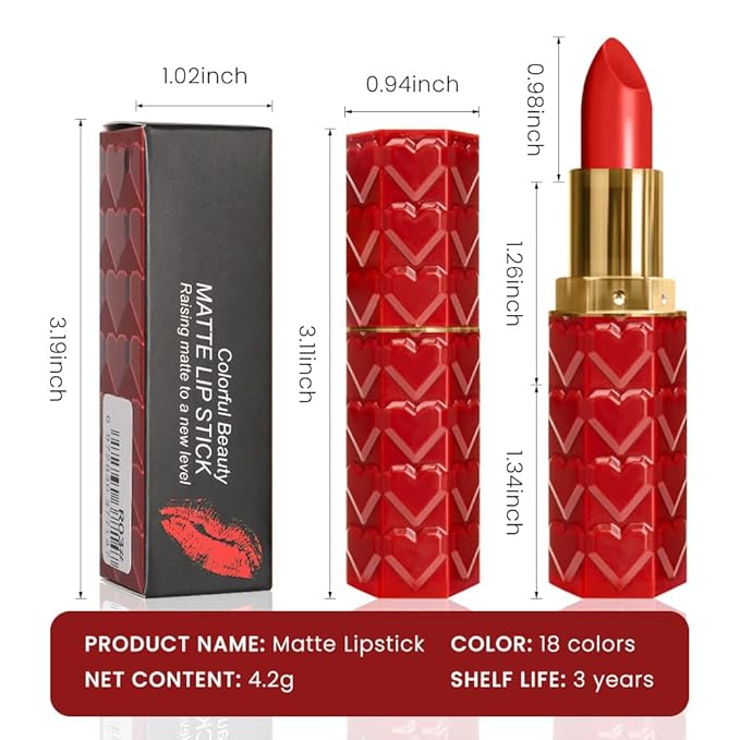 evpct 1Pcs Ruby Orange Red Lipstick, Silky Velvet Matte Lipstick Pack Sets for Women, Long Lasting Smudge Proof Lipstick Lip Stain Makeup Kit matte lipstick 24 hours original R02