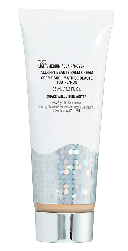 Physicians Formula Super BB Cream. All in 1 Tinted Beauty Balm Foundation Cream, Sheer Moisturizing Coverage, Cruelty Free Light/Medium