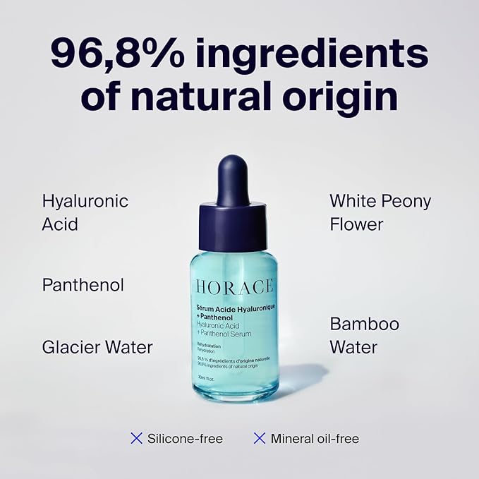 HORACE Hyaluronic Acid + Panthenol Face Serum for Men – Advanced Moisturising Facial Treatment for Dry Skin, Dehydration Lines, and Elasticity – Vegan Skincare for All Skin Types – Unscented, 30ml