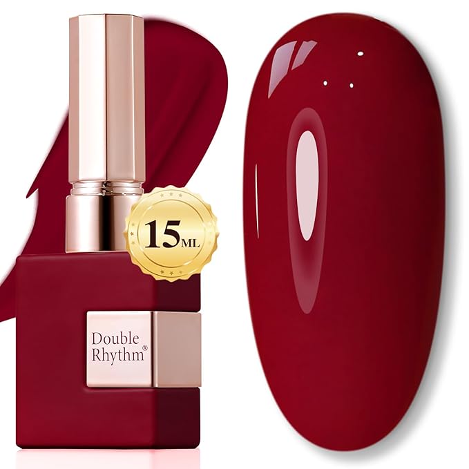 Double Rhythm 15ML Gel Polish Pure Sheer Same Color Same Bottle Soak Off Gel Polish Art Manicure Salon DIY at Home Gifts for Girls Women (Burgundy Red-A1452)