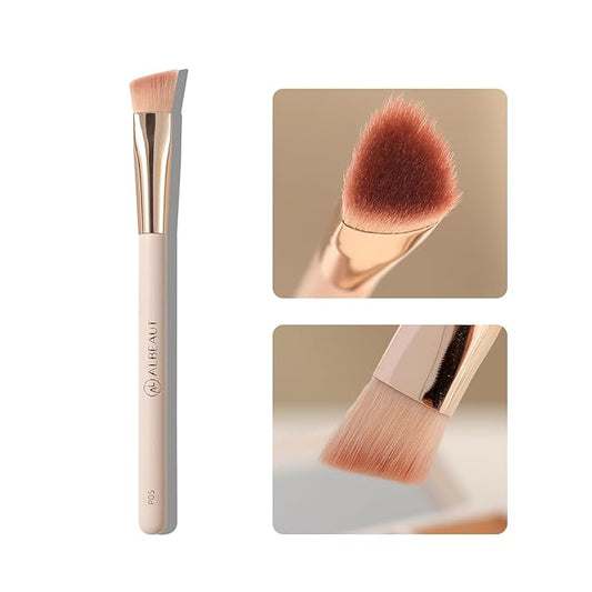 Triangle Concealer Brush, Angled Under Eye Brightening Brush for Liquid Cream Powder Small Nose Contour Foundation Makeup Brush