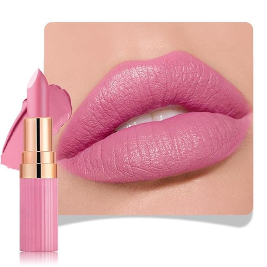 evpct Light Hot Pink Matte Creamy Lipstick for Women, Long Lasting Waterproof Velvet Lipstick, Lip Stick Crayon Buildable Blendable Creamy Color, Longwear Lip Makeup Cruelty-free 24 hours original, 01