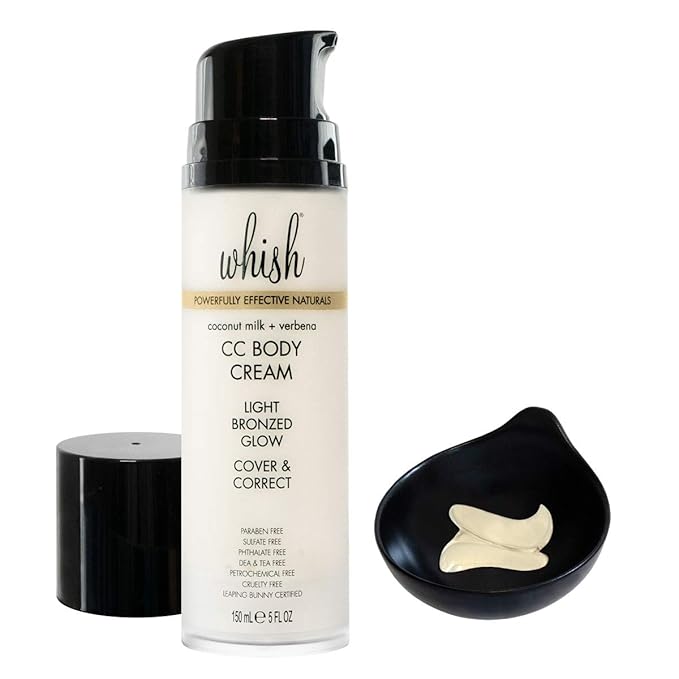 Whish Coconut Milk & Verbena CC Body Cream - Color Correcting Moisturizer with Shea Butter & Aloe for Instant Glow - Paraben & Sulfate Free - 5 fl oz