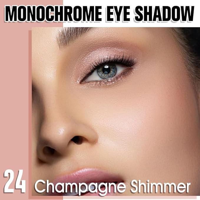 Champagne Shimmer Single Eye shadow Palette Makeup, Shimmer Sparkle Glitter Eyeshadow for Older Women, Pigmented Waterproof Sombras Para Ojos, Vegan, Talc, Paraben&Cruelty Free, Girls Eyeshadows Gift