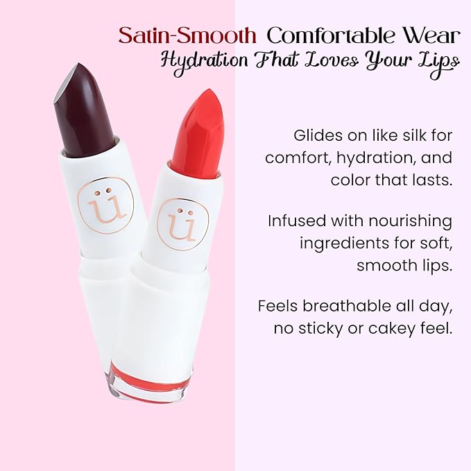 M2U NYC Scarlet Moisturizing Lipstick with Semi-Matte Finish – Intense Pigment, Full Coverage, Non-Drying, Creamy Formula with Hydrating Lip-Loving Ingredients – Vegan & Cruelty-Free (Uptown)