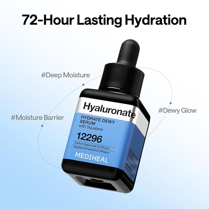 Mediheal Hyaluronate Hydrate Dewy Serum 1.35 fl.oz - Moisture Barrier Firming, Long-Lasting Hydration & Radiant Glow, Mild Korean Skin Care with Hyaluronic Acid